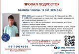 В Зашекснинском районе Череповца опять исчез 13-летний подросток с рюкзаком