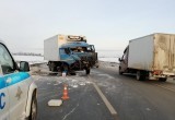Два КамАЗа не поделили дорогу в Вологодской области (ФОТО)