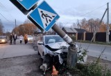 В Шексне легковушка врезалась в опору ЛЭП: часть домов остались без света