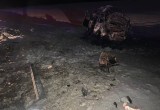 Микроавтобус "Вологда-Кириллов" загорелся после столкновения с легковушкой на федеральной трассе