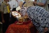 Жители Череповца встретили ковчег с мощами великомученика Георгия Победоносца